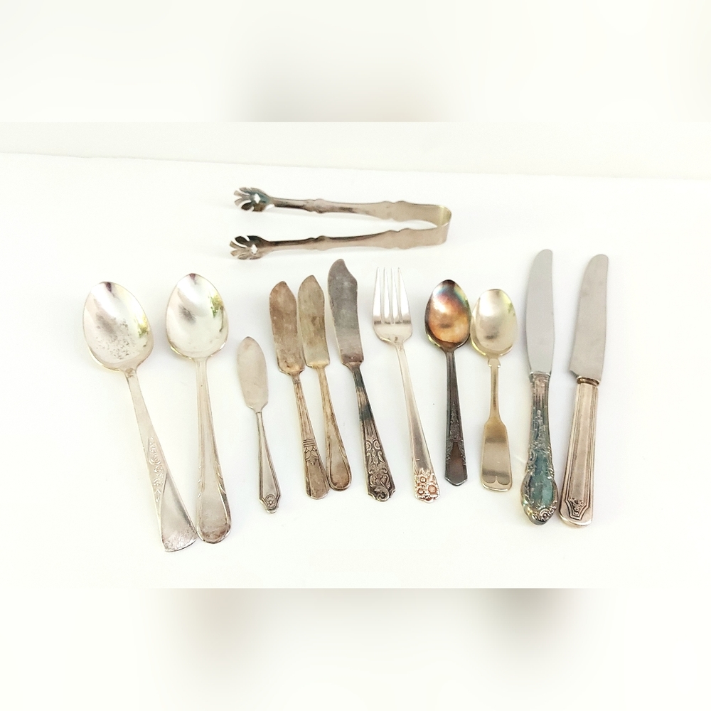 Variety of 12 silver plated utensilsFrom different companies